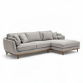 Fabric sectional sofa with wooden legs in light gray 250 x 100 x 85cm