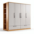 Wooden wardrobe with grey doors and five shelves 150 x 50 x 200cm