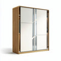 Sliding door wardrobe in oak finish with mirrored panel 150 x 120 x 50cm