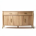 Natural wood sideboard with two drawers and adjustable shelves 160 x 40 x 80cm