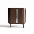 Walnut wood nightstand with two drawers and metal handle 45 x 40 x 50cm