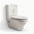 Elongated one-piece toilet with dual flush mechanism in white ceramic 70 x 38 x 80cm