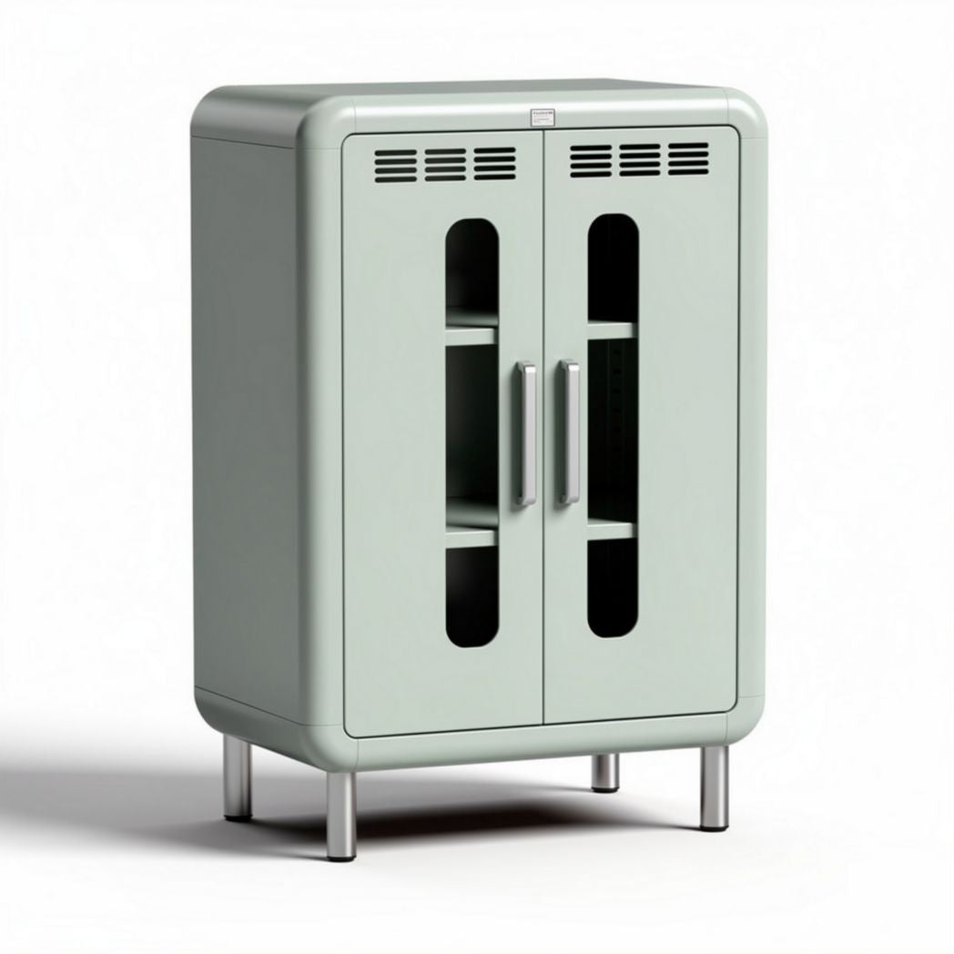 Metal storage cabinet with dual doors and adjustable shelves 80 x 50 x 120cm in green