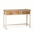 Wood and metal console table with three drawers 120 x 40 x 75cm