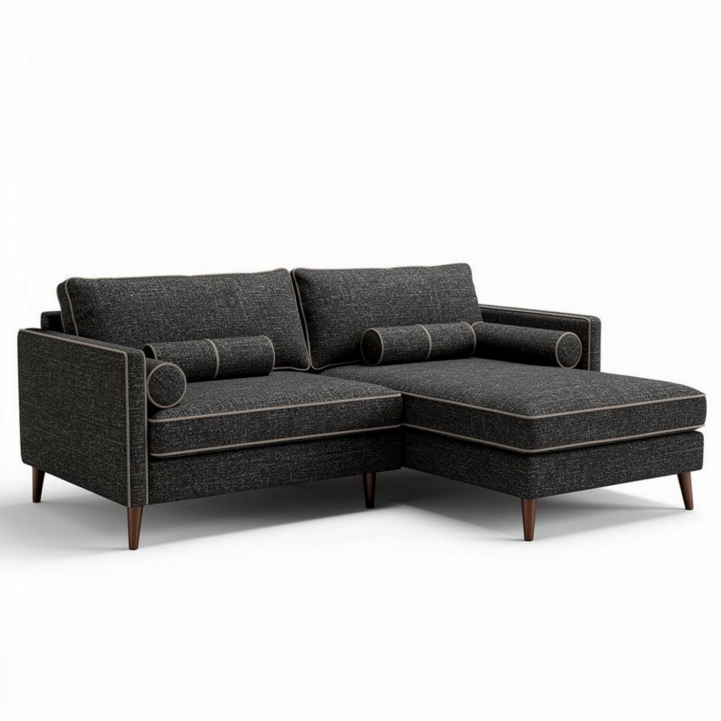 Modern fabric sectional sofa with adjustable lumbar support in dark gray 90 x 80 x 20cm